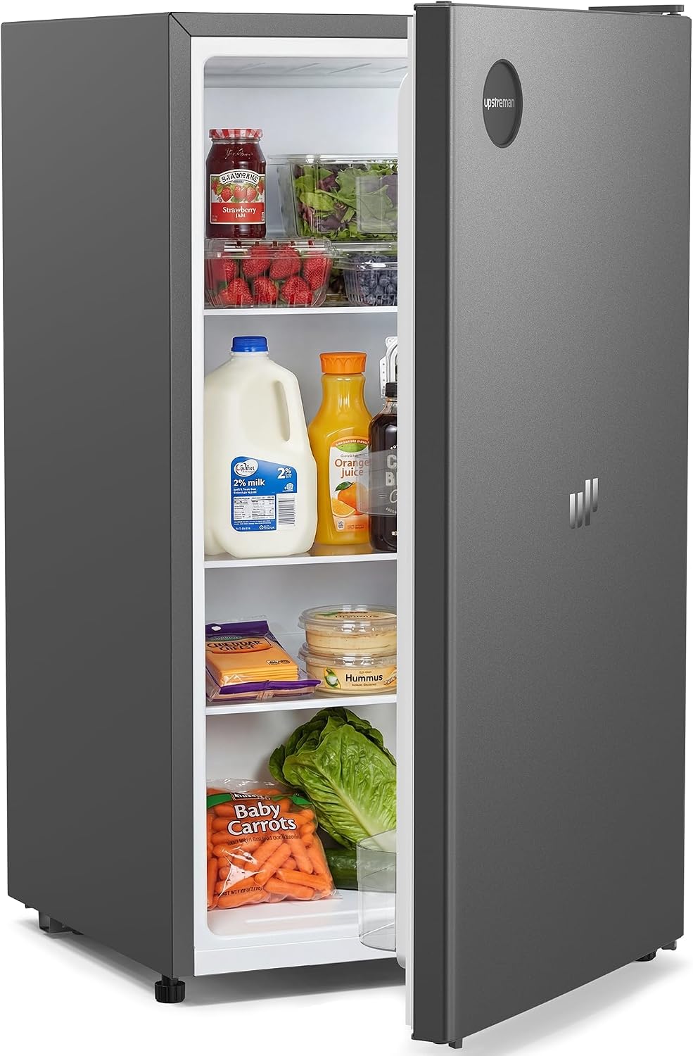 Frigorifero combinato CR91, Frigorifero Monoporta con LED Integrata, Termostato Regolabile, Silenzioso, Frigo Piccolo da Ufficio, Camera, Upstreman