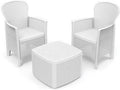 Set mobili da giardino, Composizione da giardino con 2 poltrone ed 1 tavolino contenitore, Bianco, 100% Made in Italy, Salottino effetto rattan, Dmora