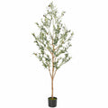 Albero di Ulivo Artificiale 180cm con Vaso Nero