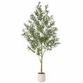 Pianta decorativa artificiale ulivo 180 cm in vaso bianco