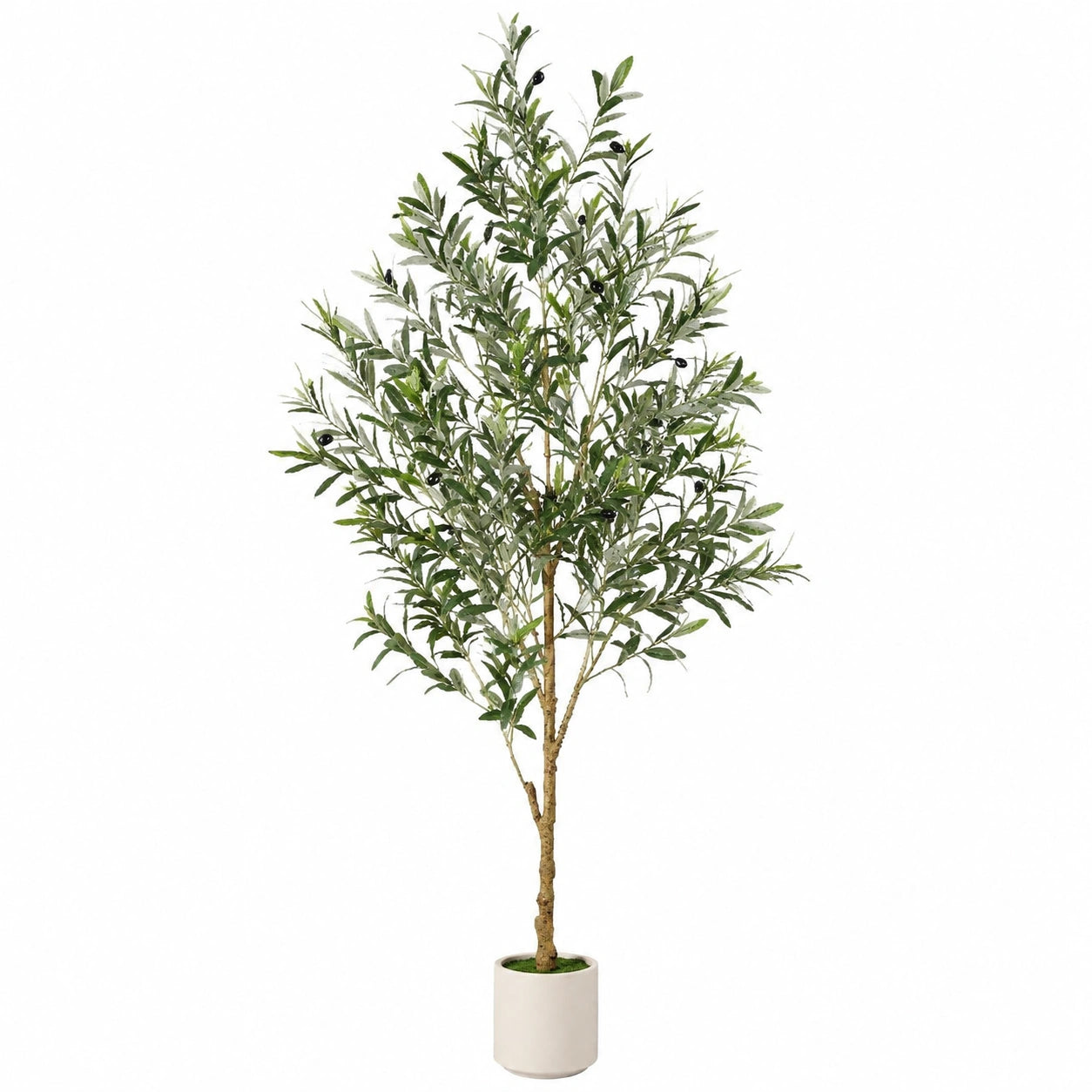 Pianta decorativa artificiale ulivo 180 cm in vaso bianco