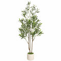 Albero di Ulivo Artificiale 180 cm con Vaso Bianco