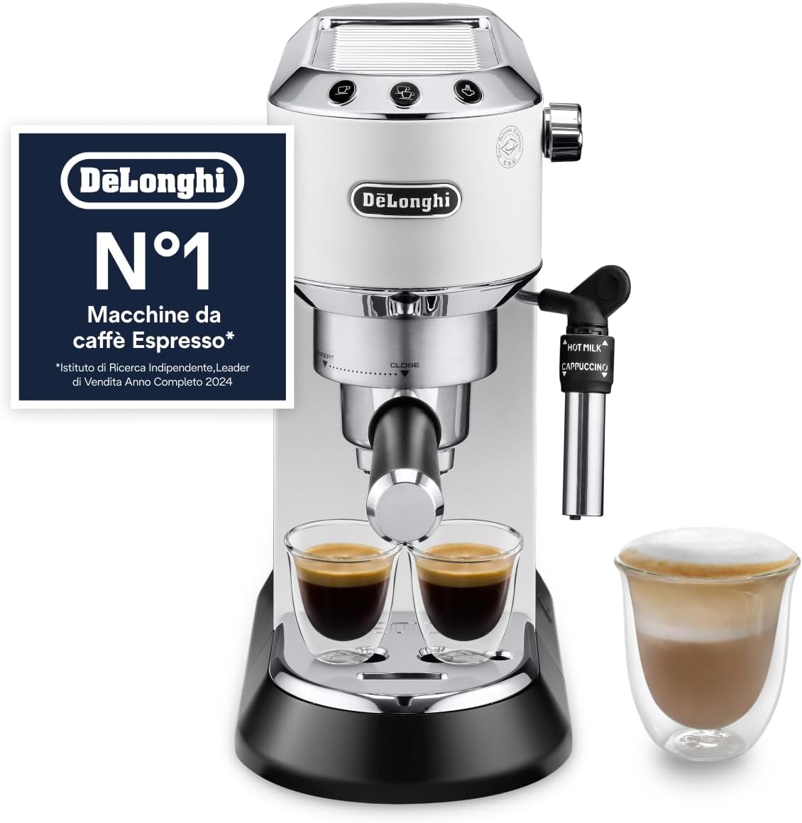 De'Longhi EC685 Macchine per espresso e cappuccino, Dedica .W Macchina da Caffè Espresso Manuale e Cappuccino, Caffè in Polvere o in Cialde E.S.E.