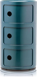 Contenitori e cestini, ABS, Base Tonda, Componibili Contenitore 3 Elementi, 32 x 32 x 58.5 cm, Blu, Kartell