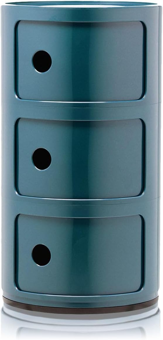 Contenitori e cestini, ABS, Base Tonda, Componibili Contenitore 3 Elementi, 32 x 32 x 58.5 cm, Blu, Kartell
