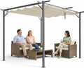 Gazebo, Ideale per Esterno, Giardino, Pergola Beige con Telo Retrattile in Poliestere Impermeabile e Anti UV, Bar (3 x 3 Metri), Terrazzo, BAKAJI