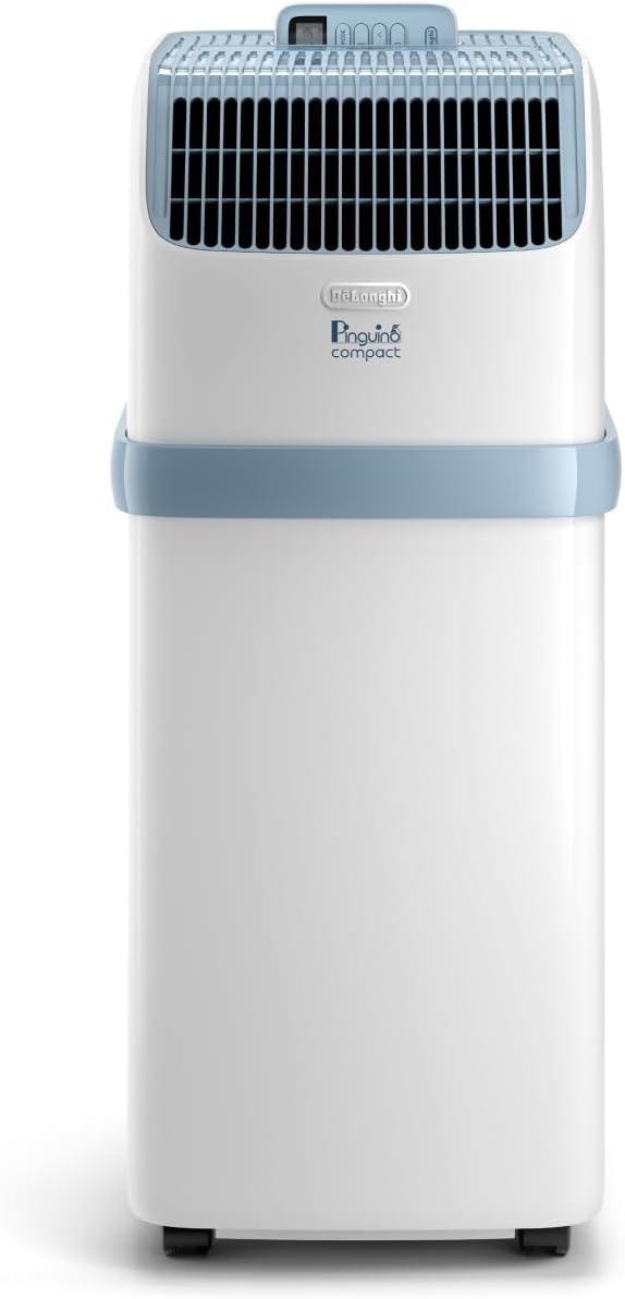 De'Longhi ES72 condizionatore portatile, Silenzioso 8.300 BTU, 2.1 kW, 60m3, Gas R290, Timer 24 ore, Pinguino Compact YOUNG, Funzione Deumidificatore