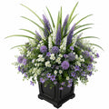 Composizione Floreale Artificiale Bianco e Viola in Vaso