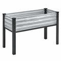 Fioriera rialzata in metallo per giardino e balcone color argento