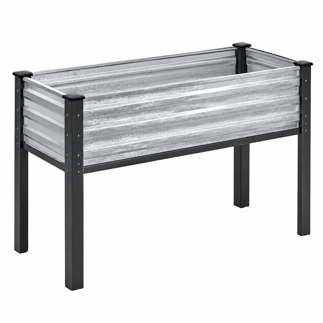 Fioriera rialzata in metallo per giardino e balcone color argento