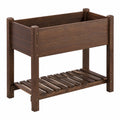 Fioriera in legno rialzata marrone con scaffale