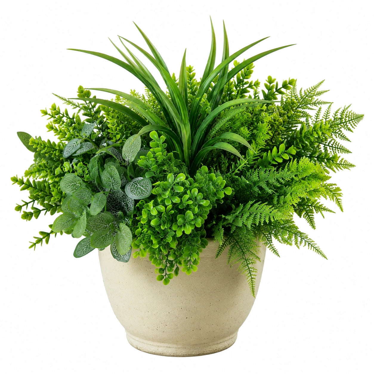 Pianta Artificiale Decorativa in Vaso di Ceramica Verde