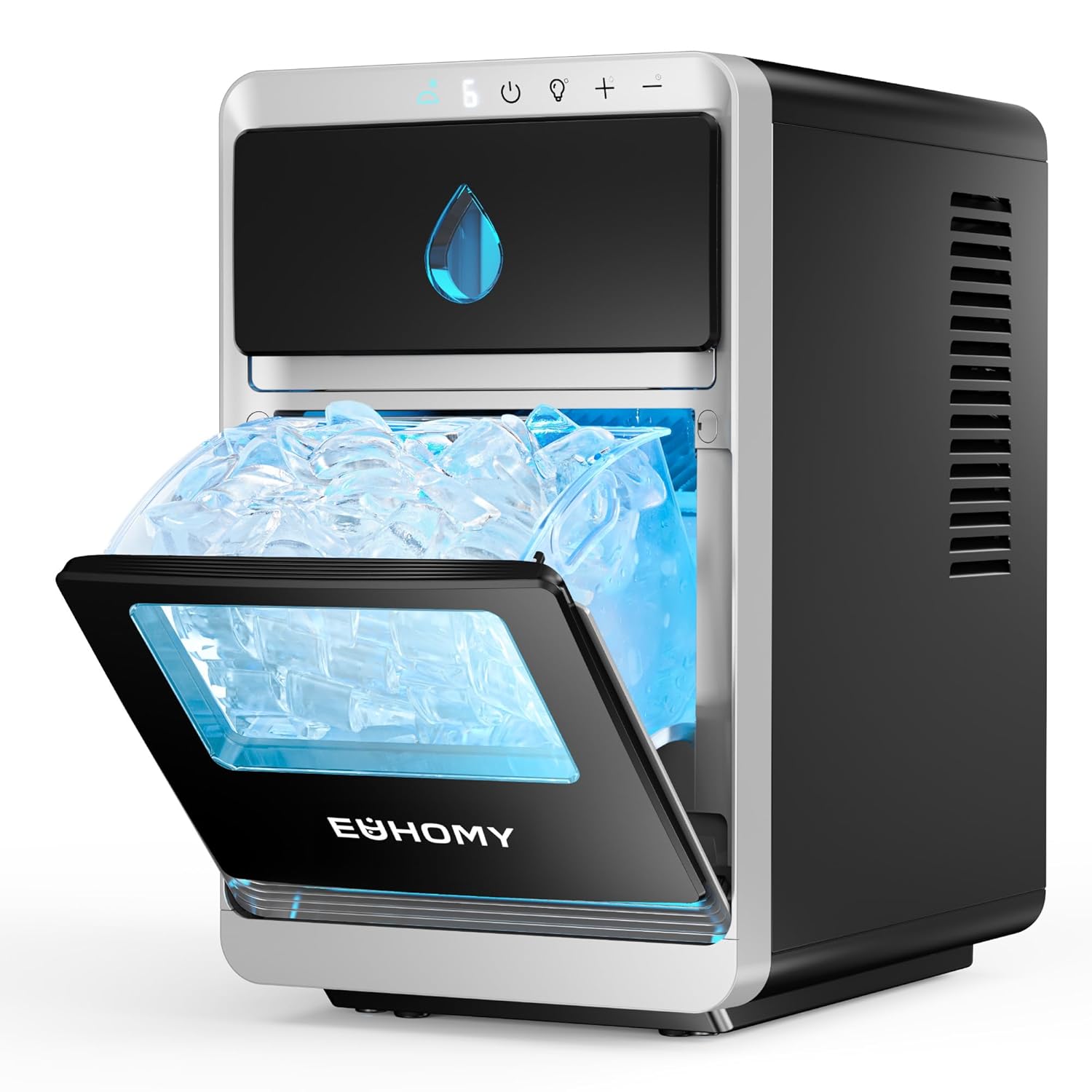 Macchine per cubetti di ghiaccio 24H, LunaArcTM Macchina Ghiaccio Mezzaluna, Autopulente Ice Maker, Caffè, Bevande, 1600Pz, 1.8 L, EUHOMY