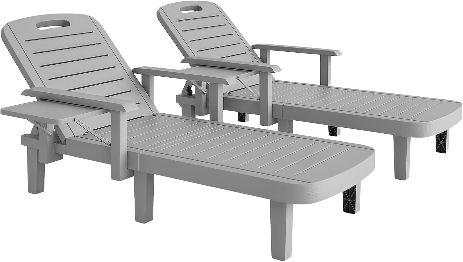 Lettino prendisole, Grigio Chiaro, Sdraio da Giardino in Polipropilene Impermeabile, 79x158x88 cm, Tavolino e Braccioli Ergonomici, Outsunny