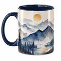Tazza in Ceramica con Motivo Montagne Blu/Bianco 350ml