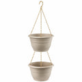 Fioriera Doppia Sospesa con Catena in Metallo Beige