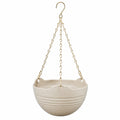 Vaso sospeso bianco in ceramica con catena decorativa