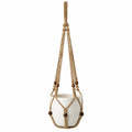Portavaso sospeso in macramè beige con vaso bianco