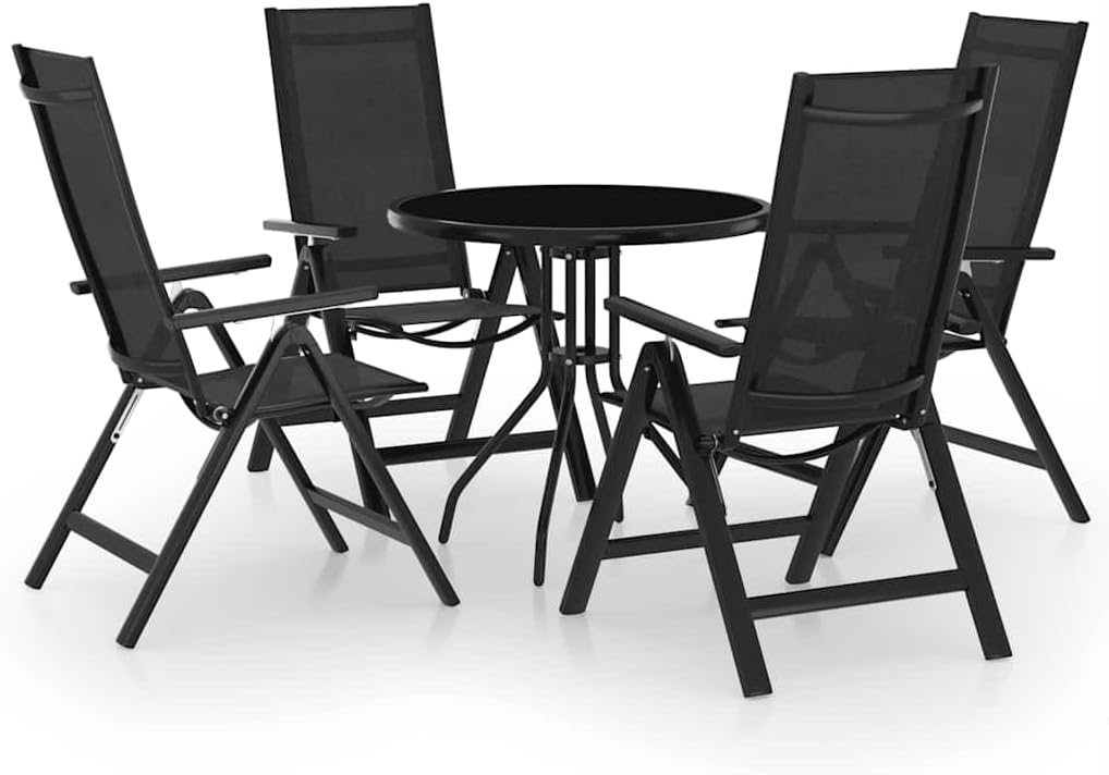 Set mobili da giardino, ideale per balcone, terrazza, colore antracite e nero, Set da bistrò da 5 pezzi, QJBSAVVA