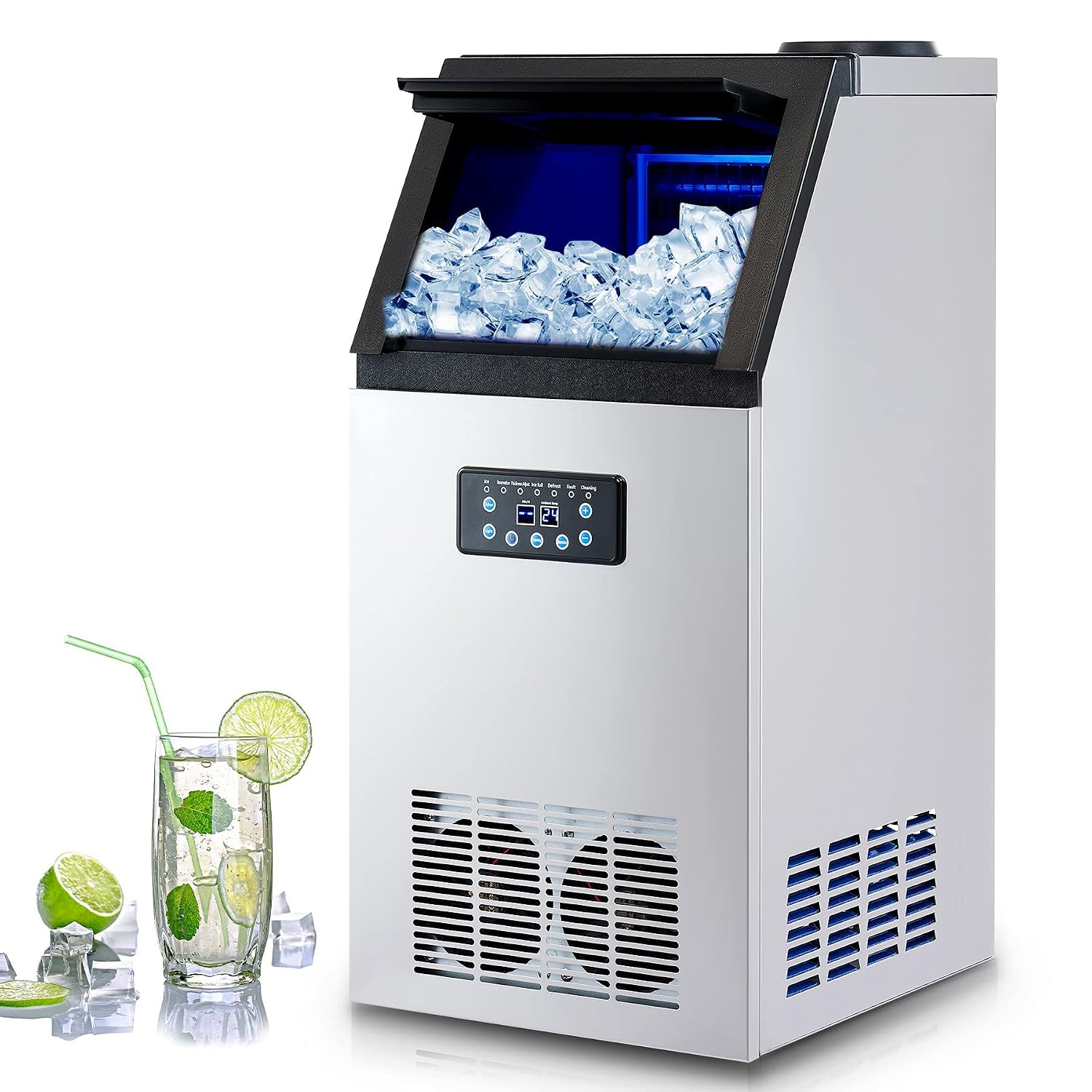 Macchine per cubetti di ghiaccio, Ufficio, Ristorante, Bar, Caffetteria (36 PCS), Macchina per Cubetti di Ghiaccio Commerciale 59 kg, CREWORKS
