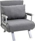 Poltrone relax et chaise longue, Grigio Chiaro, Divano Letto Singolo Pieghevole per Soggiorno e Salotto in Lino e Metallo, 65x69x80 cm, HOMCOM