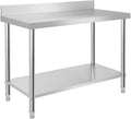 Tavoli per la preparazione del cibo, 120x60x85 cm Tavolo da Cucina in Acciaio Inox Professionale, Carico Massimo 100 kg (con Alzatina), Froadp