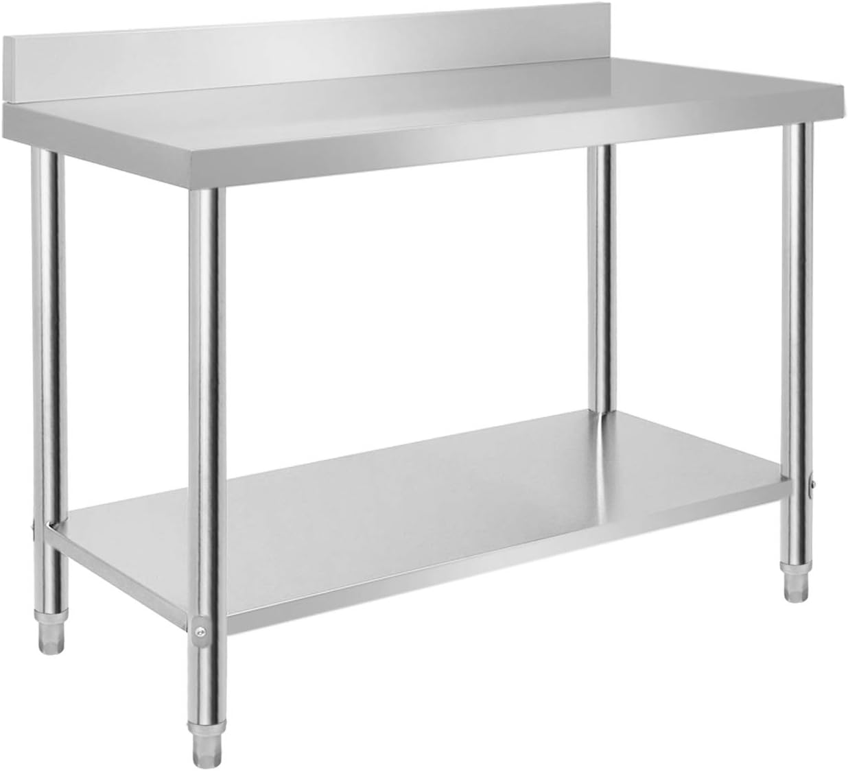 Tavoli per la preparazione del cibo, 120x60x85 cm Tavolo da Cucina in Acciaio Inox Professionale, Carico Massimo 100 kg (con Alzatina), Froadp