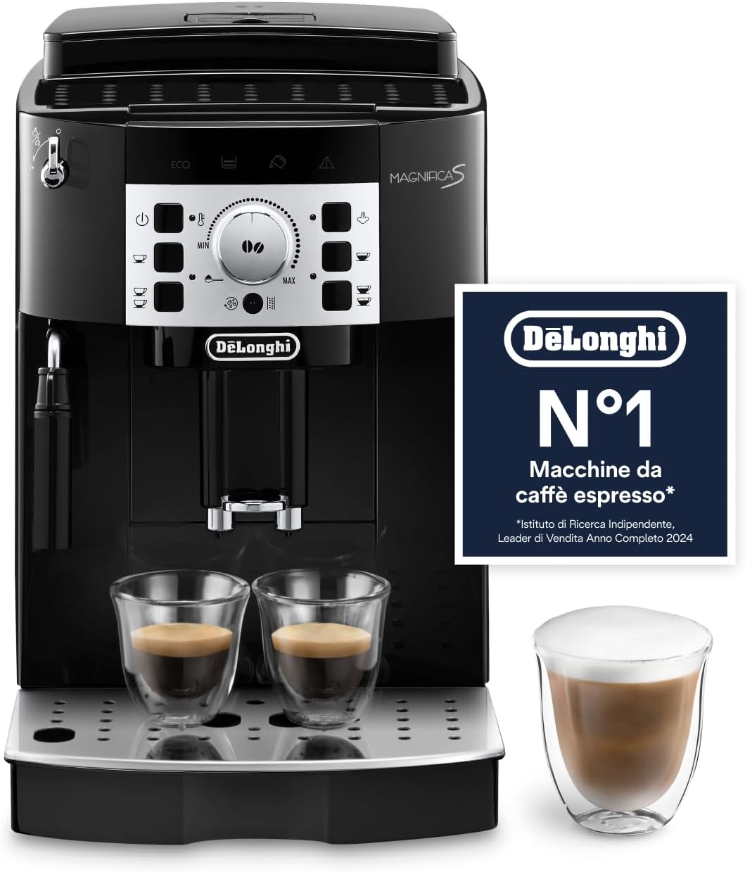 De'Longhi ECAM22 macchina da caffè automatica, Caffè in Grani o in Polvere, Magnifica S .110.B per Espresso e Cappuccino, Nero