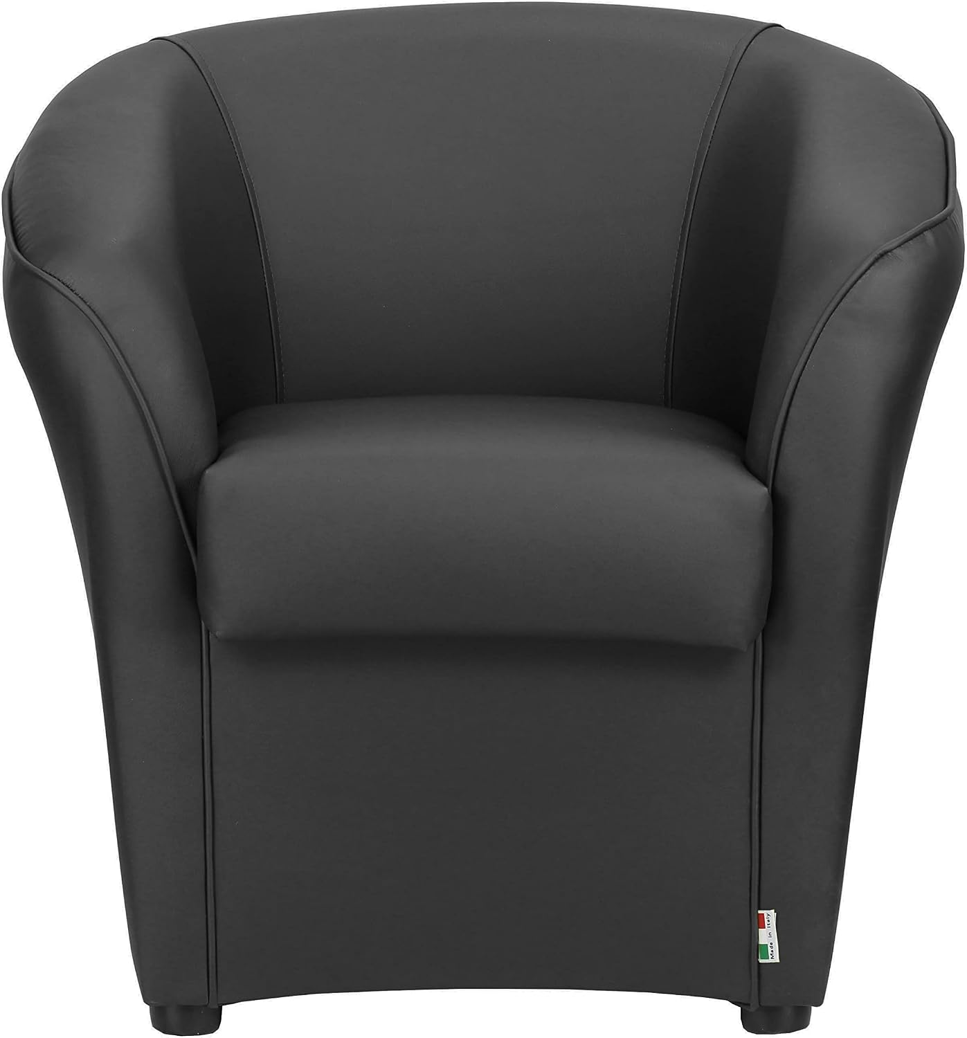 Poltrone B07Y41XNMD, Poltrona POZZETTO Imbottita Artigianale in Ecopelle Design Made in Italy (Nero), Totò Piccinni