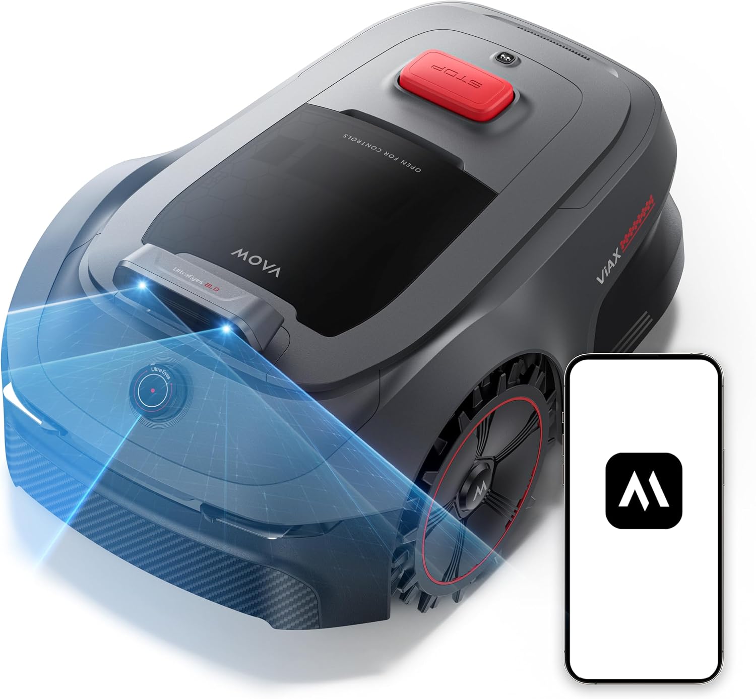 Robot tagliaerba, ViAX 500, LiDAR 360° + Doppia Visione AI, Evitamento Intelligente degli Ostacoli, Percorso a Forma di U, Mova