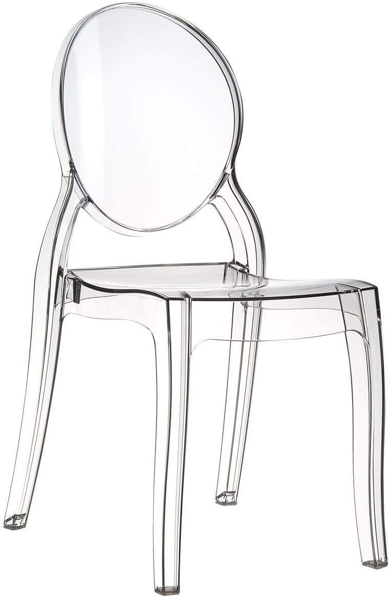 Sedie, Set di 6 BRERA in policarbonato trasparente impilabili, KONTE.DESIGN