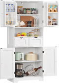 Credenza, Bianco, Cucina Alta, Armadio Multiuso per Cucina, Soggiorno, Bagno, TEENFON