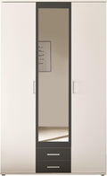 Armadio, Hanu - in legno laminato composto da 2 ante a battente, 1 anta a battente specchiata e 2 cassetti, AVANTI TRENDSTORE