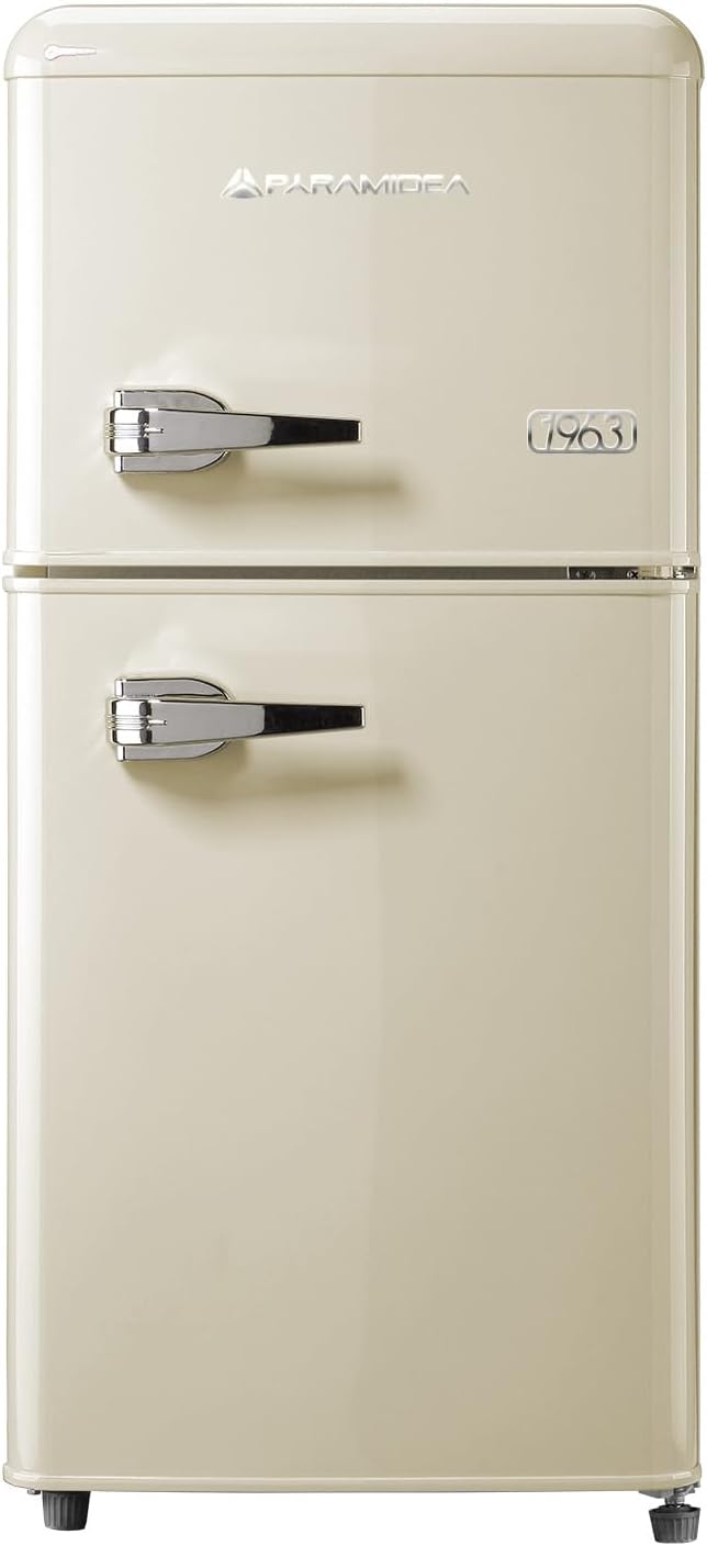Frigorifero combinato MAMBO105C, Frigo Retrò 100 litri lordi Color Crema, PYRAMIDEA