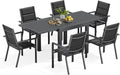 Set da pranzo 80-160CM, Grigio Scuro, 6 Persone Set Tavolo e Sedie Da Giardino In Alluminio, Set Da Giardino Esterno, Devoko