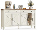 Credenza BBK381W02, Cucina, per Soggiorno Sala da Pranzo, 40 x 140 x 80 cm, Mobiletto con Cassetti, Stile Farmhouse, VASAGLE