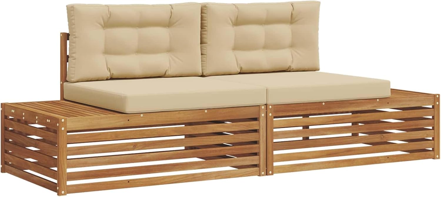 Divano, con cuscini in poliestere per salotto da giardino modulare, 230,5 x 83 x 73 cm, Generico