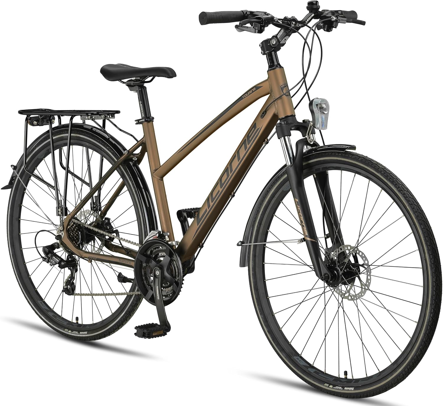 Mountain Bike, freno a disco, bici da cross, bici da ragazzo, ragazza, donna e uomo, da 28 pollici, con cambio a 21 marce, Licorne Bike