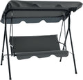 Dondoli per portico, Portata Fino a 240 kg, Dondolo da Giardino 3 Posti con Tettuccio Parasole Regolabile, Grigio, Outsunny