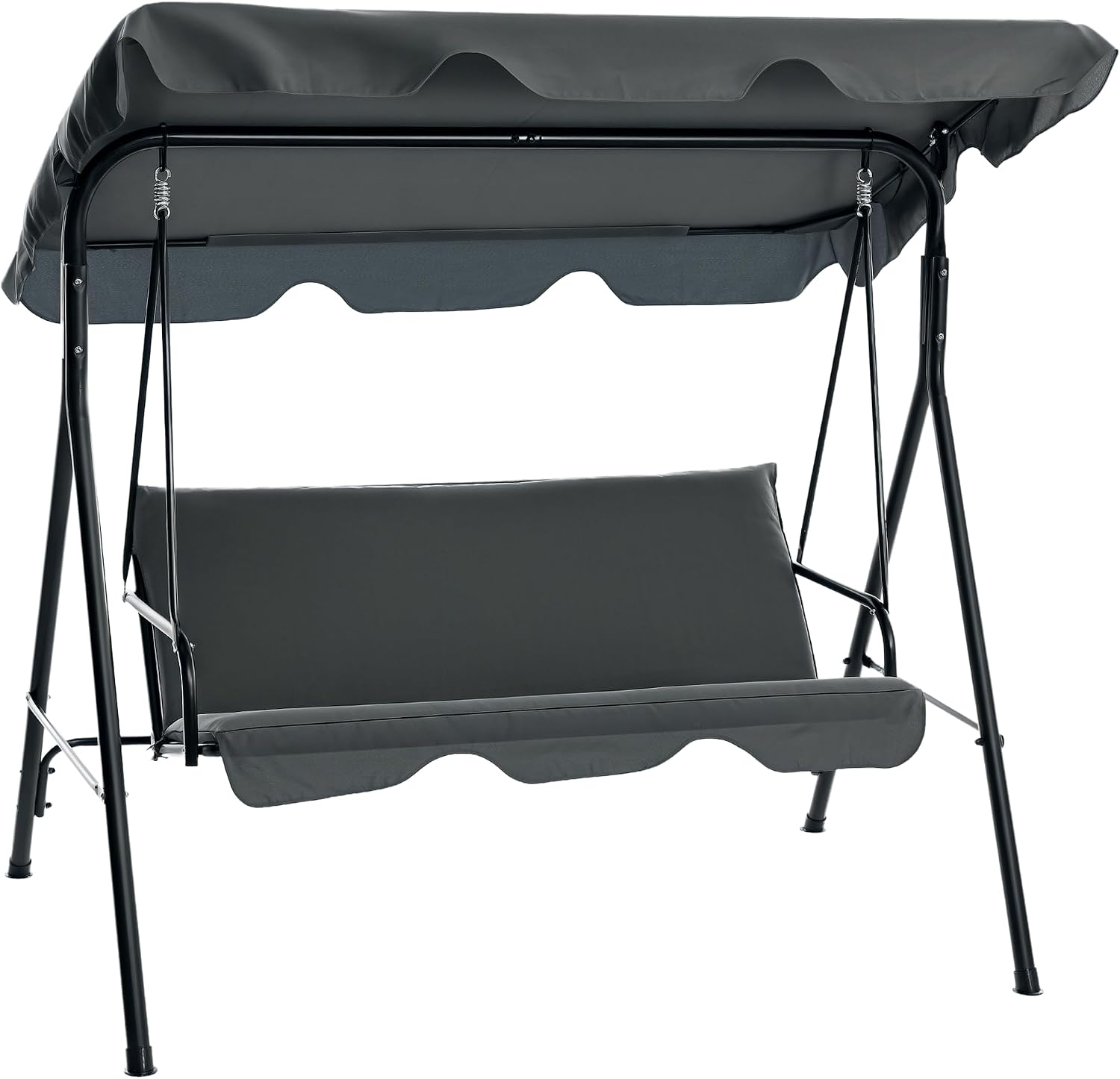 Dondoli per portico, Portata Fino a 240 kg, Dondolo da Giardino 3 Posti con Tettuccio Parasole Regolabile, Grigio, Outsunny