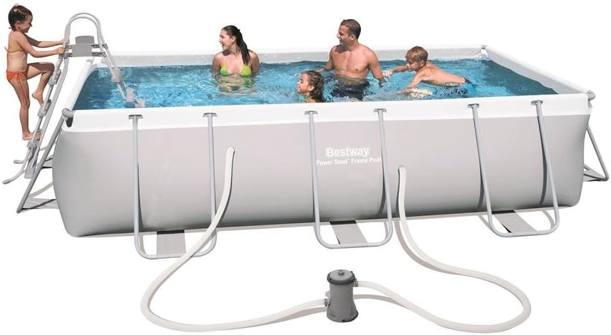 Piscina fuori terra, 56441 Piscina Power Steel Frame Rettangolare, 404x201x100 cm, Bestway