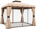 Gazebo, da Giardino Struttura in Alluminio con Copertura Telo 400 gr, completo di 4 Zanzariere e 4 Teli Laterali (3 X 3 MT), BAKAJI