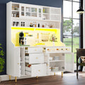 Mobili alti, sala da pranzo, armadio con ripiani regolabili, armadi con illuminazione a LED, 145 x 39 x 171 cm, Armadio alto per soggiorno, VIEKOS