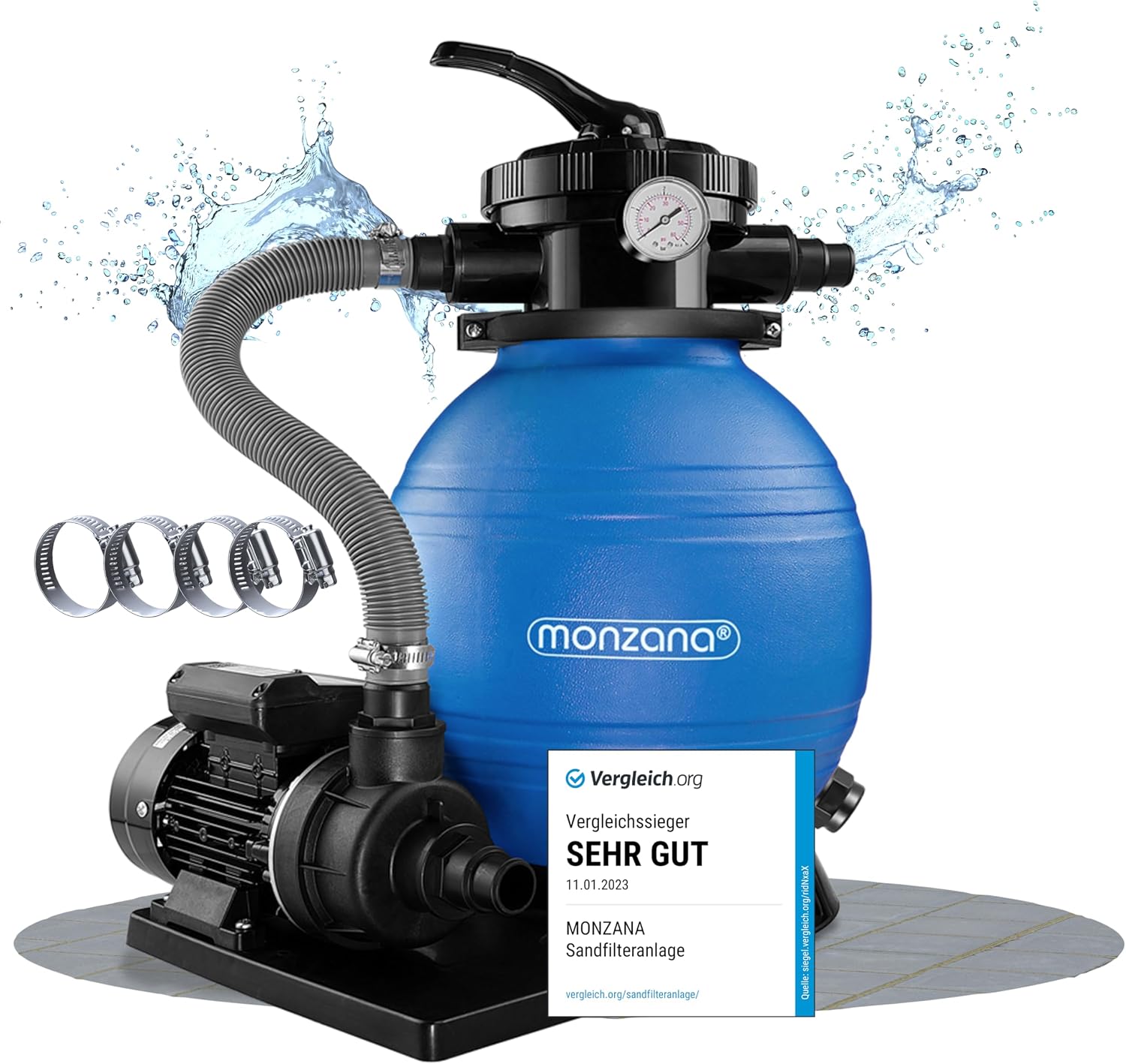 Pompe, ® Filtro per Piscina a 7 vie 10.200 L, Monzana