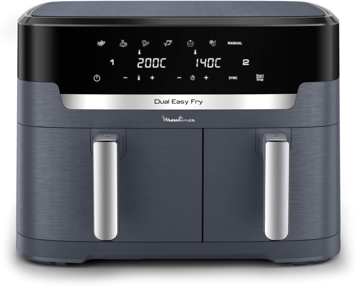 Moulinex EZ942B friggitrice ad aria, 11 Litri, Dual Easy Fry XXL, Doppio Cestello Antiaderente Lavabile in Lavastoviglie, Basso Consumo Energetico