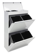 Sistemi di contenitori per raccolta differenziata CR621-B, Top Pattumiera Differenziata 4 Scomparti, 4x17 L (68 L), Bianco, Arregui