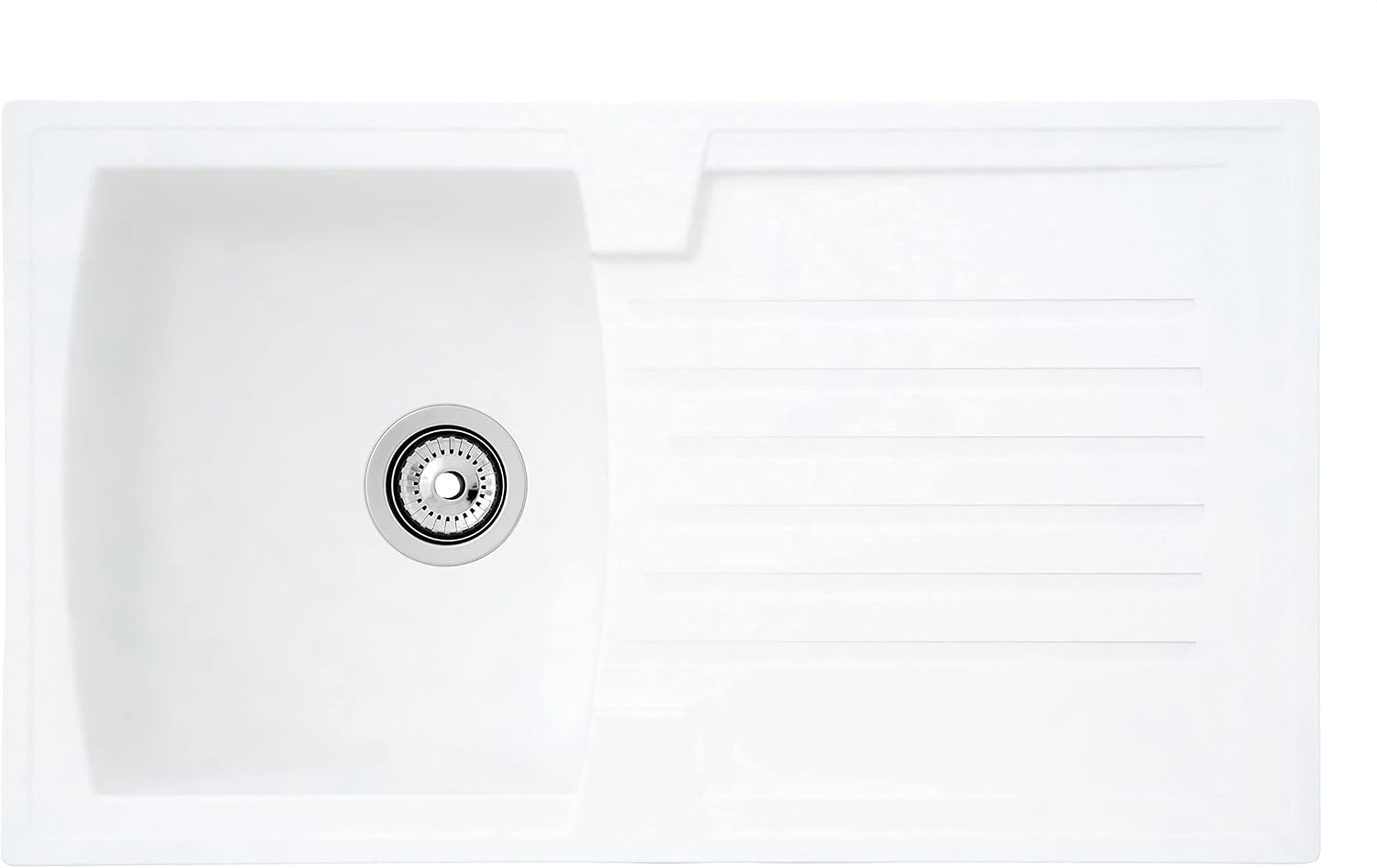 Vasca singola, Lavello da Cucina in Mineralite Color Bianco, Lavello Adatto per Mobili Sottolavello da 45 cm di Larghezza, respekta