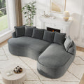 Divano, grigio, per il soggiorno, a forma di L, in chenille con seduta extra profonda, chaise longue, curvo, angolare modulare senza cornice, Bladez