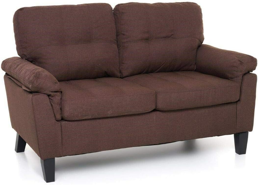 Divano, Berlino in Tessuto 2 Posti Imbottito, (L) 145x(P) 78x(A) 95 cm (Marrone), con Braccioli, Totò Piccinni