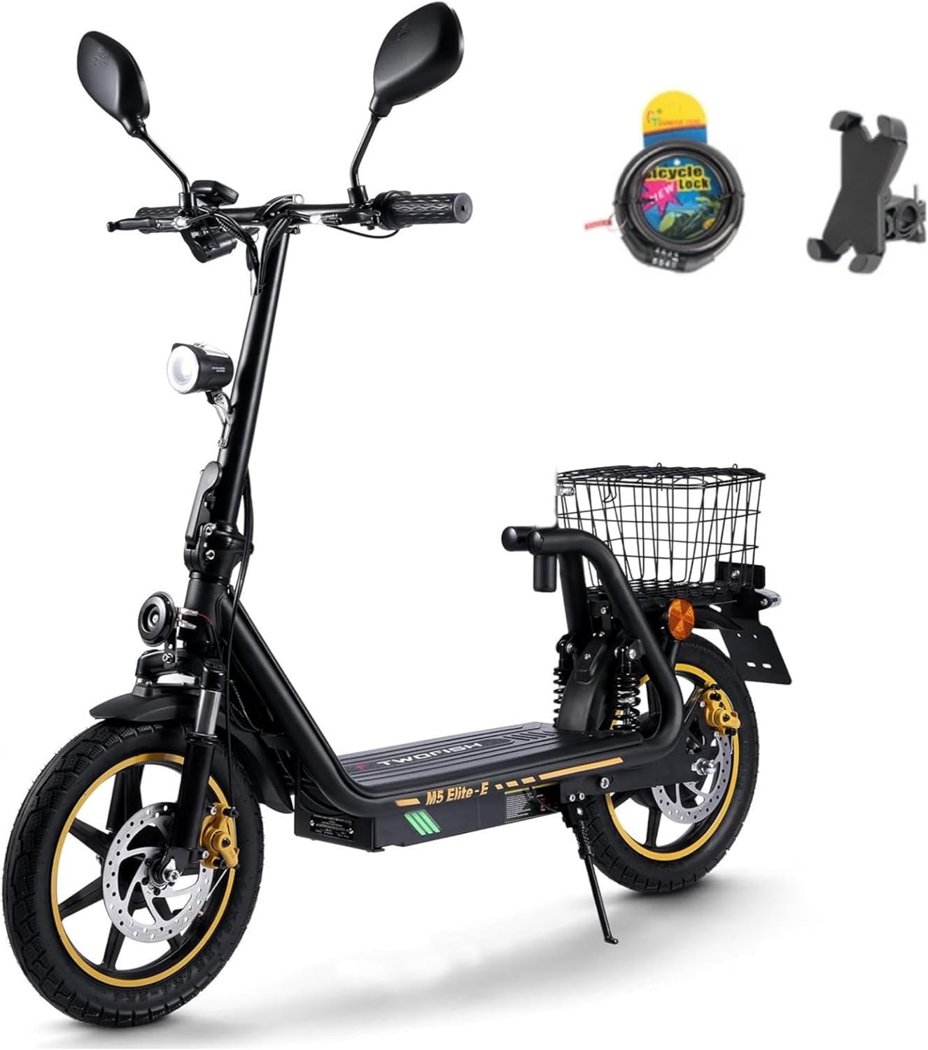 Monopattini elettrici M5-PRO-E, M5PRO-E Monopattino Elettrico Pieghevole, 48 V 13 Ah, 30Km di Autonomia, Pneumatici 12', Display, Sedile, IWAFO